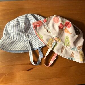 Reversible sun, summer, beach, pool hats Baby 12-24 months- Set of 2